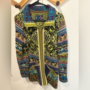 LIKE NEW- KOOI KNITWEAR ZIP UP SWEATER - 100% Cotton